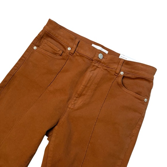 NWT, LOFT Pintucked Frayed High Rise Kick Crop Jeans in Cocoa Powder, Sz 4/27 - Picture 9 of 16